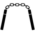 Nunchucks sign. nunchaku weapon icon. symbolism tools to fight club. flat style