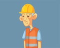 Sad Exhausted Elderly Construction Worker Vector Character Illustration