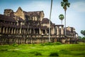 Nuns meditate on the ruin of Angkor Wat at sunrise