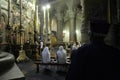 Nuns praying in the Church of the Holy Sepulchre in Jerusalem