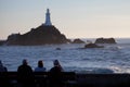 Nuns and visitors at Corbier Lighthouse, Jersey Royalty Free Stock Photo