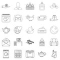 Nuptial icons set, outline style