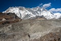 Nuptse and Lhotse mountain peak in Everest region, Himalaya mountains range in Nepal Royalty Free Stock Photo