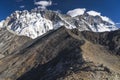 Nuptse and Nuptse mountain peak view from Chukung Ri in Everest base camp trekking route, Himalaya mountains range in Nepal Royalty Free Stock Photo