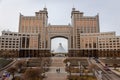 Skyline of Nur Sultan Astana with monumental Gate KazMunayGas JCR National Corporation.