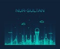 Nur-Sultan Astana skyline Kazakhstan a vector city