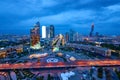Evening view of the city of Nur Sultan. Center of the Nur-Sultan city, the capital of Kazakhstan.