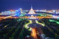 Evening view of the city of Nur Sultan. Center of the Nur-Sultan city, the capital of Kazakhstan.