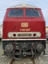 NUREMBER, GERMANY - OCTOBER 30, 2022 - Close view of an iconic diesel locomotive 225-247 from the German Bahn