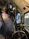 NUREMBER, GERMANY - OCTOBER 30, 2022 - View from a driver\'s cabin of an old locomotive