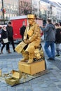 NUREMBERG - DECEMBER 6, 2015. A Street Performer imitating bronze