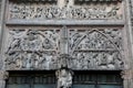 Nuremberg, Germany - August 15, 2017: portal with bas-reliefs in