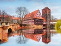 Nuremberg, Germany at Bridge. Royalty Free Stock Photo