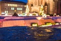 Nuremberg, Germany-Christmas Market in rain- blurred evening scenery