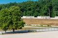 NUREMBERG, GERMANY, 28 JULY 2020 Remains of the Zeppelinfeld grandstand in Nuremberg, Germany. It is the grandstand from which