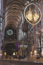 St. Sebaldus Church, Gothic interior, large windows, stained glass windows and vaults Royalty Free Stock Photo