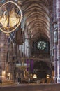 St. Sebaldus Church, Gothic interior, large windows, stained glass windows and vaults Royalty Free Stock Photo