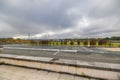 View from the grandstand across the Zeppelin Field and the Great Street. Hitler's lectern Royalty Free Stock Photo