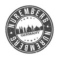 Nuremberg Germany Round Stamp Icon Skyline City badge.