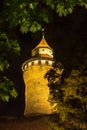 Nuremberg, Germany- round Tower Castle by night Royalty Free Stock Photo