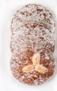 Nuremberg gingerbreads with nuts almonds, hazelnuts, walnuts in sugar glaze Royalty Free Stock Photo