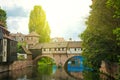 Nuremberg (Nurnberg), Germany, Europe. River detail and bridge.