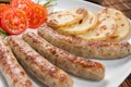 Nuremberg sausages or Bratwurst closeup Royalty Free Stock Photo