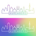 Nuremberg skyline. Colorful linear style.