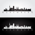 Nuremberg skyline and landmarks silhouette