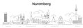 Nuremberg cityscape line art vector illustration