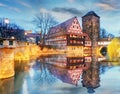 Nuremberg town - The riverside of Pegnitz river, Germany Royalty Free Stock Photo