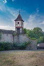 Nuremberg turrets NÃÂ¼rnberger TÃÂ¼rmchen as part of the historic town fortifications in Bad Wimpfen. Neckar Valley, Kraichgau,