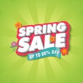 Spring Sale Banner Design Template with green background
