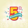 Colorful Anniversary Emblem 5th Anniversary Template Design Vector