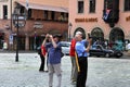 NURNBERG, GERMANY - JULY 13 2014: Hauptmarkt, the central square of Nuremberg, Bavaria, Germany. Tourists take pictures of