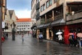 NURNBERG, GERMANY - JULY 13 2014: Rainy Day. Hauptmarkt, the central square of Nuremberg, Bavaria, Germany. Nuremberg