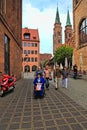 NURNBERG, GERMANY - JULY 13 2014: Tourists in wheelchairs on the