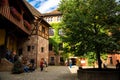 Nurnberg, Germany - September 16, 2016: Courtyard of old medieval castle Heathen Tower Kaiserburg