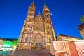 Nurnberg. St. Lorenz church and square architecture night view in Nuremberg