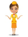 An airhostess is smiling in her uniform - Vector