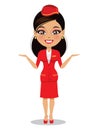 An air hostess is smiling in her uniform - Vector Royalty Free Stock Photo