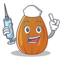 Nurse almond nut character cartoon Royalty Free Stock Photo