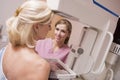 Nurse Assisting Patient Undergoing Mammogram Royalty Free Stock Photo