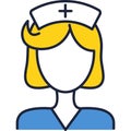 Nurse avatar, doctor thin line flat vector icon
