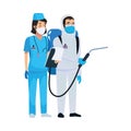 Nurse with biosecurity cleaning person Royalty Free Stock Photo