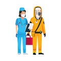 Nurse with biosecurity cleaning person Royalty Free Stock Photo