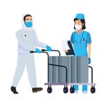 Nurse with biosecurity cleaning person Royalty Free Stock Photo