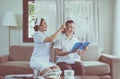 Nurse or caregiver using combing to hair senior patient woman,Nursing home care concept Royalty Free Stock Photo