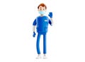 Nurse cartoon guy character posing welcoming you waving hand. Smiling handsome doctor medical 3d illustration.