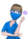 Nurse cartoon is holding a lolli in white background Royalty Free Stock Photo